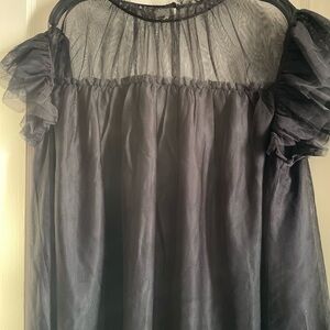 Babydoll Black Sheer Women's Top